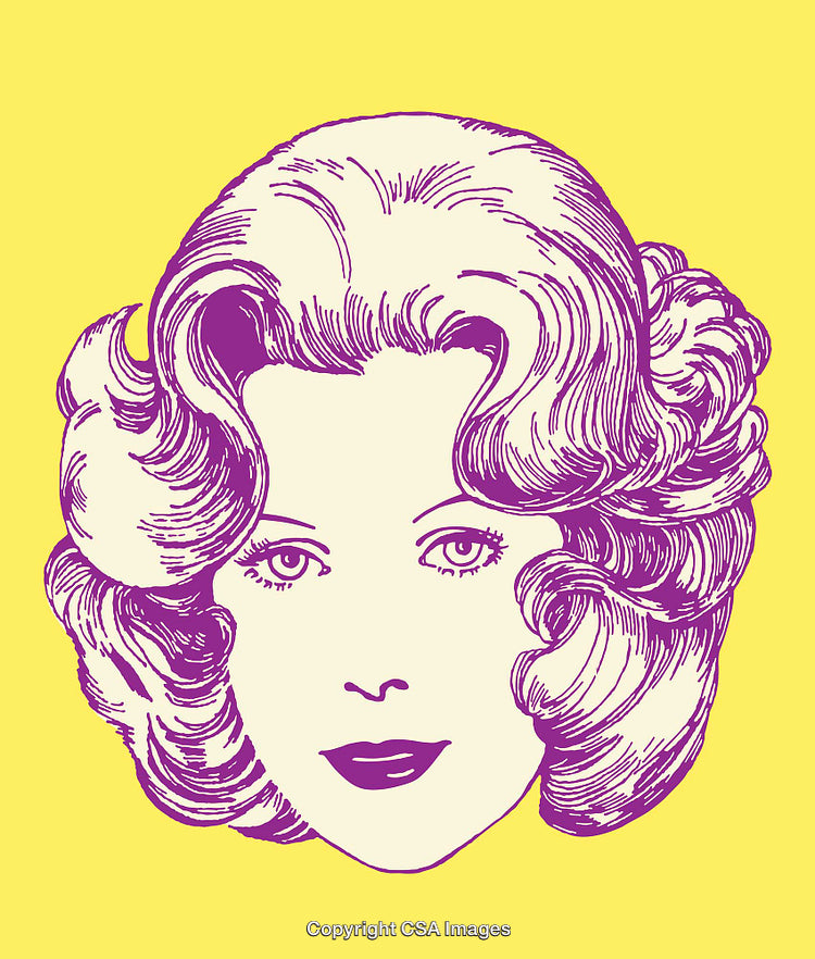 Vintage Portrait Illustration of a Woman with Elegant Waves