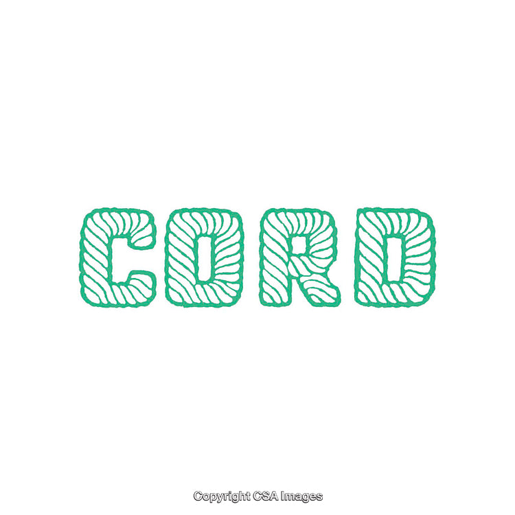 Stylized Green Cord Lettering Design on a White Background