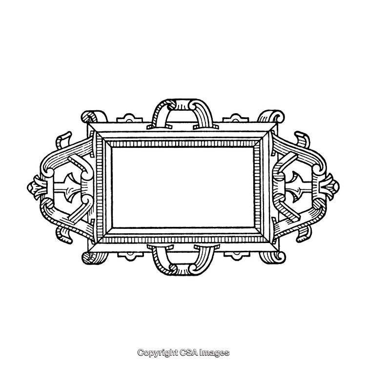 Hand-Drawn Antique Ornate Border with Elegant Rectangular Design
