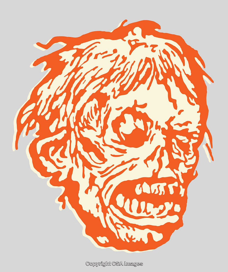 Orange and Cream Abstract Artistic Skull Illustration Design