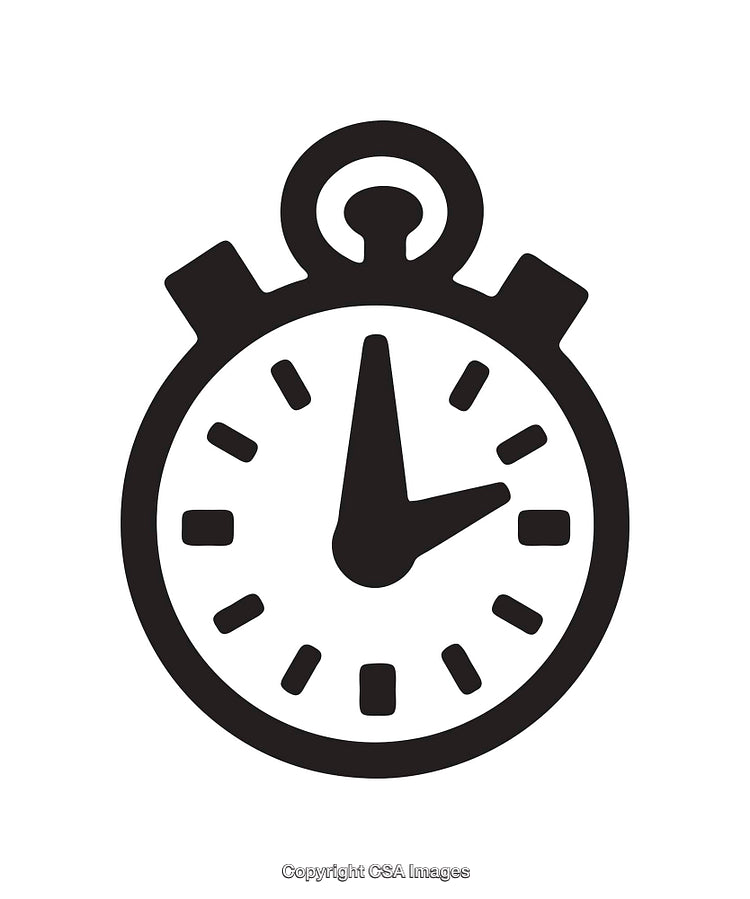 Monochrome Illustration Representing a Stopwatch Icon in Minimalist Design