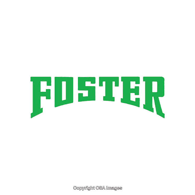 Bold Typography Foster Design in Green Lettering on White Background