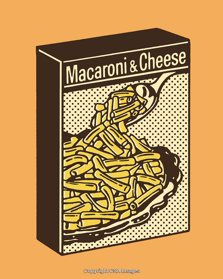 Retro Box Design for Classic Macaroni and Cheese Packaging