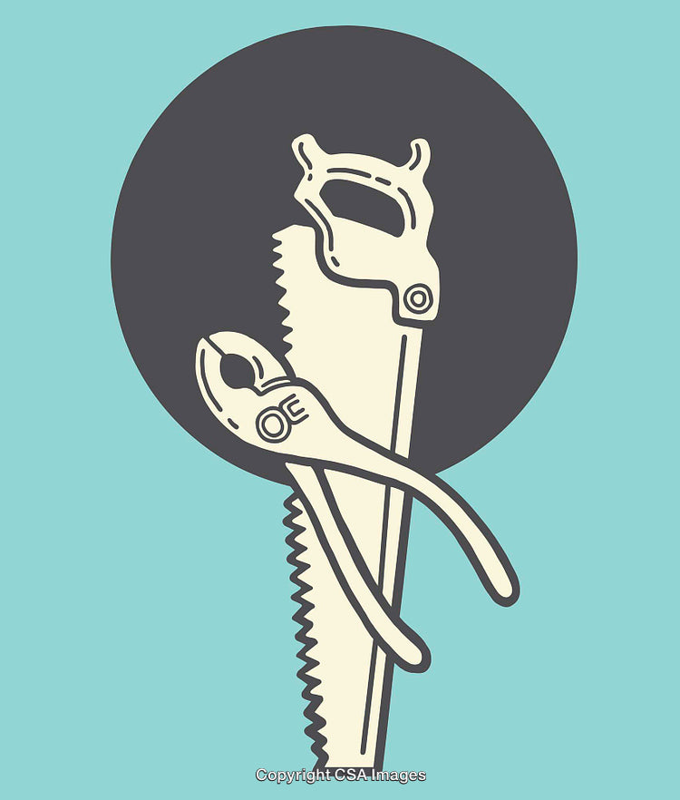 Vintage Hand Tool Illustration with Colorful Background Design