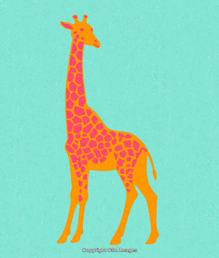 Colorful Silhouette of a Giraffe with Vibrant Abstract Patterns