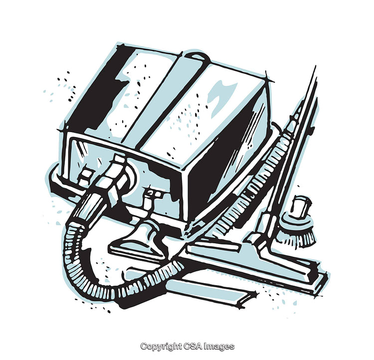 Retro Illustration of Vintage Cleaning Equipment With Hose Attachments