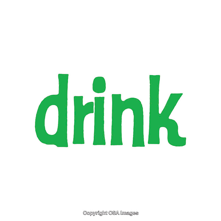 Green Word Art Featuring the Term 'Drink' Isolated on White Background