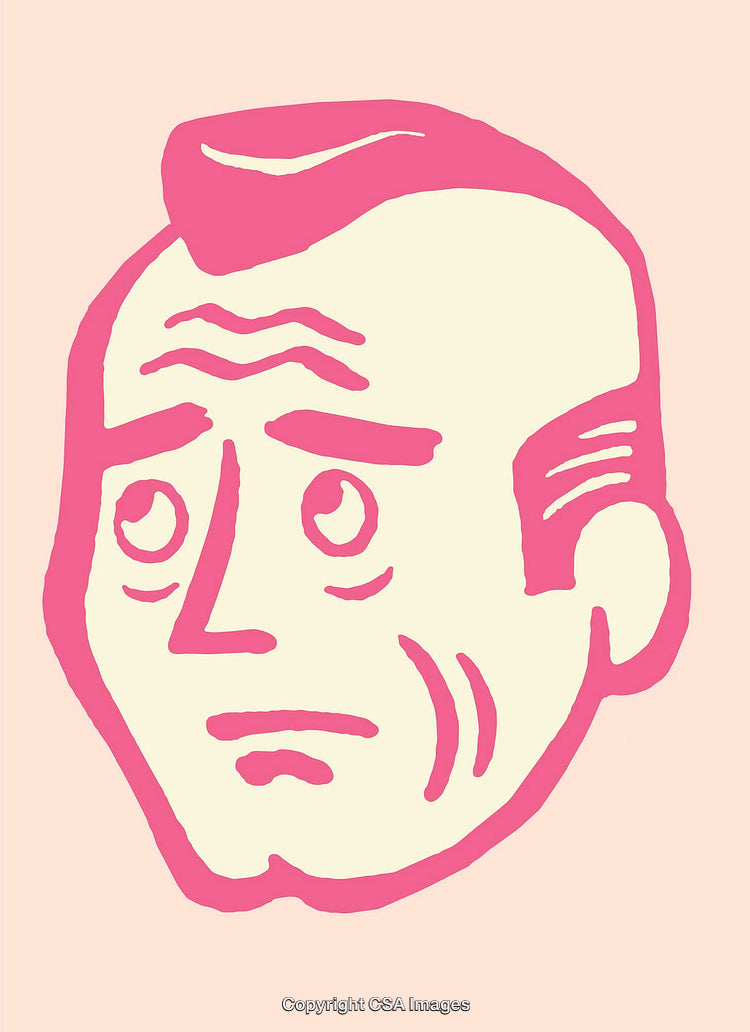 Colorful Line Art Illustration of a Thoughtful Expression in Pastel Tones
