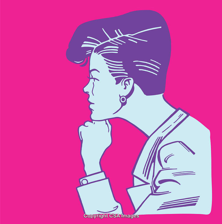 Stylized Pop Art Poster of a Thoughtful Person in Profile View