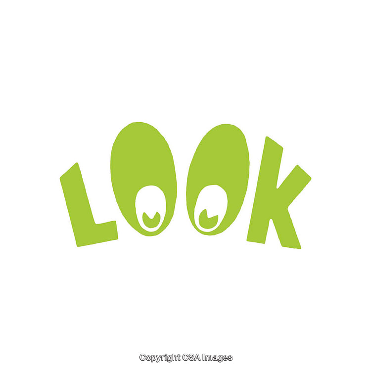 Creative Green Word Art with Eye Graphics for Fun Visual Appeal