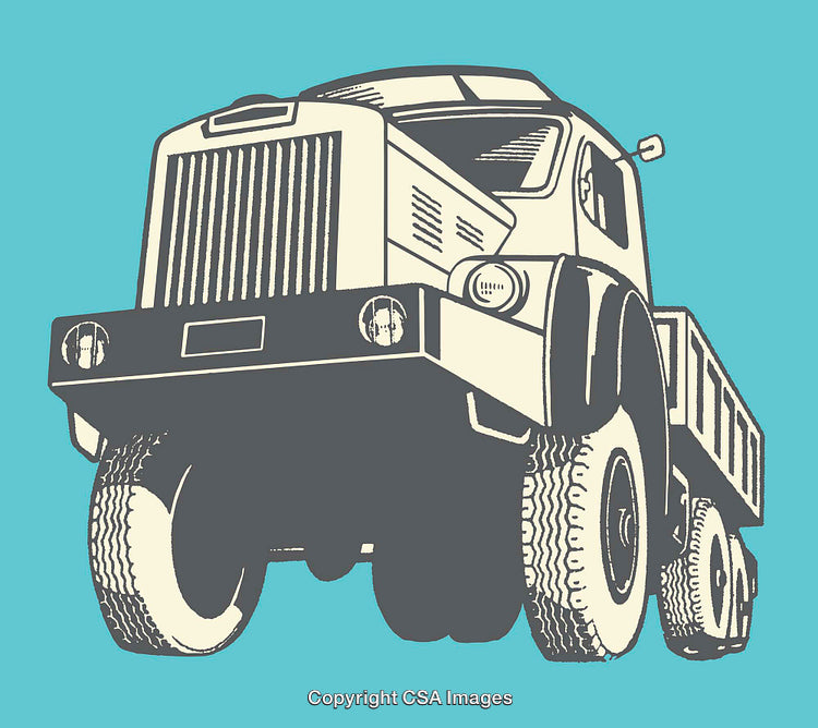 Detailed Illustration of a Large Industrial Truck Design on Blue Background