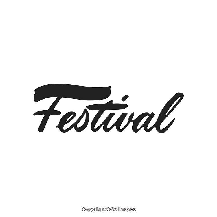 Stylized Scripted Word 'Festival' in Bold Typography on White Background