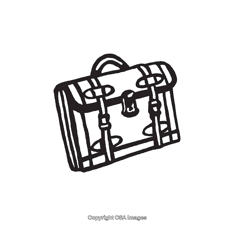 Hand-Drawn Vintage Travel Bag Illustration on White Background