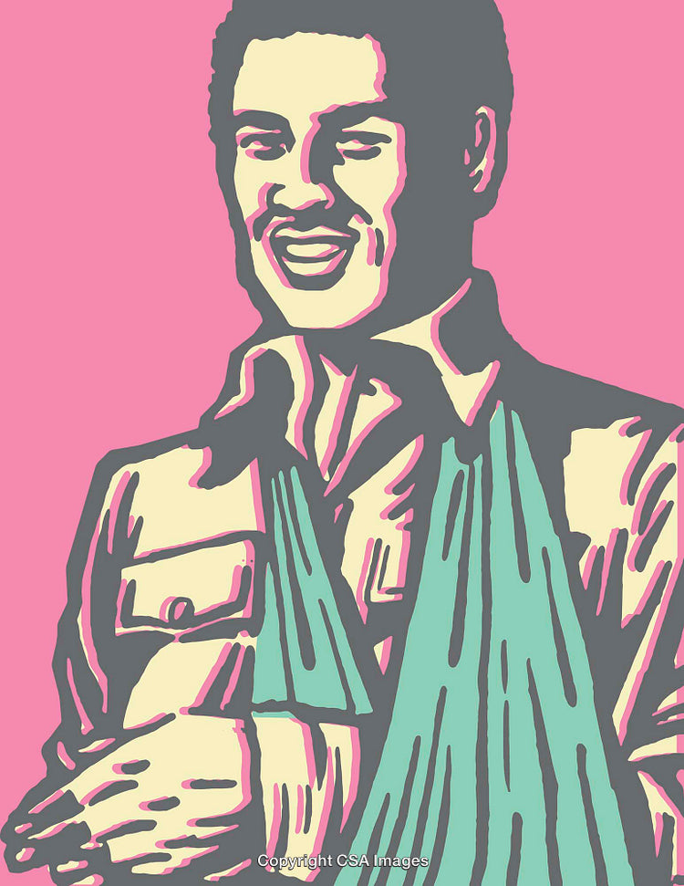 Colorful Line Art Portrait Illustration with Bold Pink Background