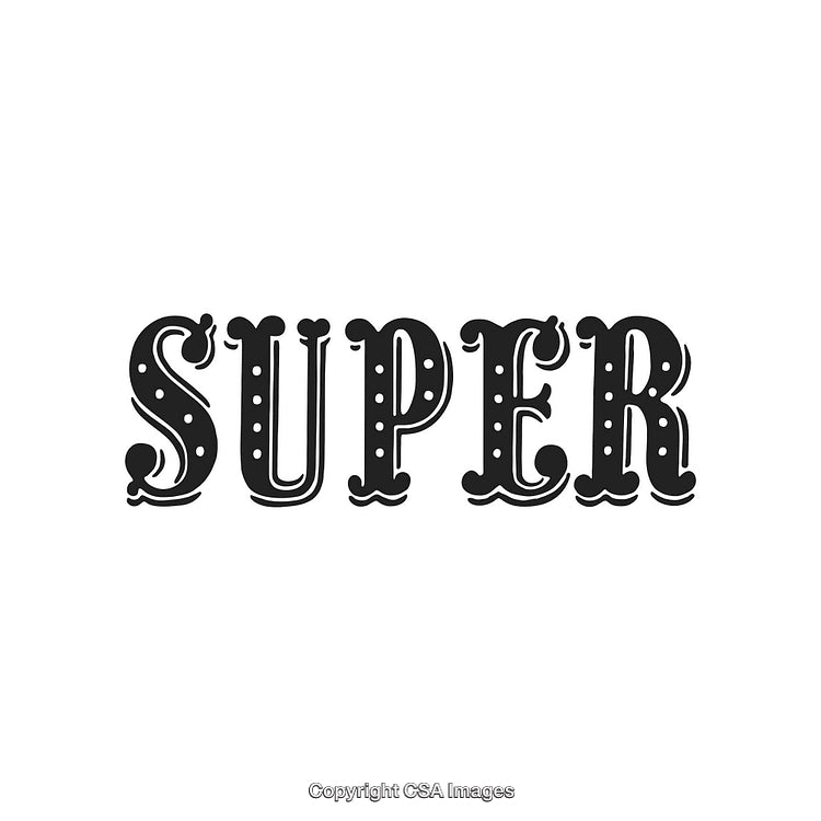Black Decorative Text Design with the Word Super in Stylized Typography