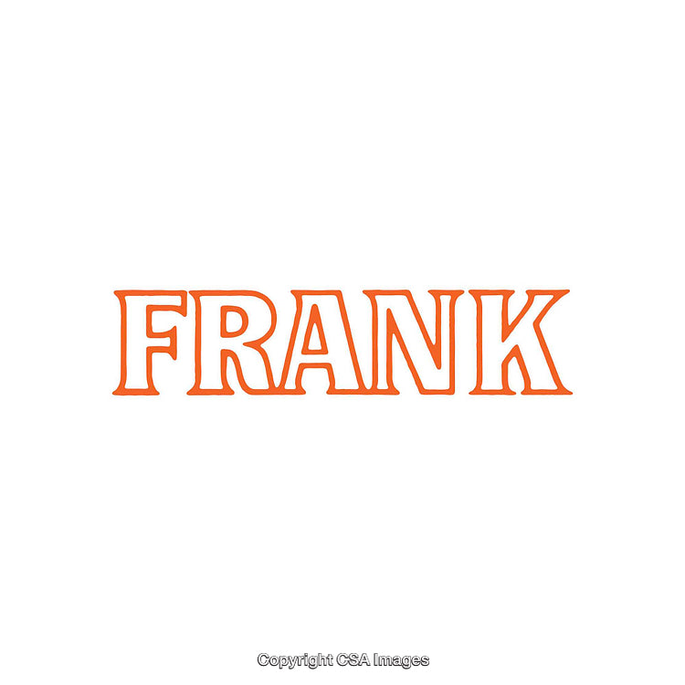 Bold Orange Word Art Spelling 'Frank' on White Background