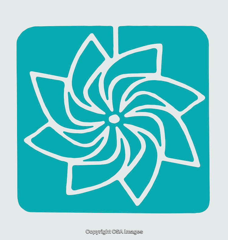 Abstract Teal Floral Illustration with a Geometric Line Art Design