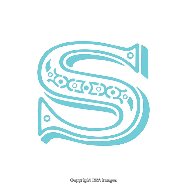 Elegant Blue Letter S with Decorative Intricate Pattern Design