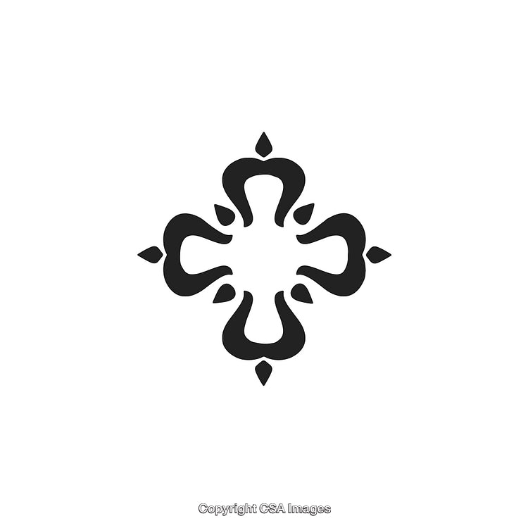 Intricate Black and White Decorative Ornament with Symmetrical Design Elements