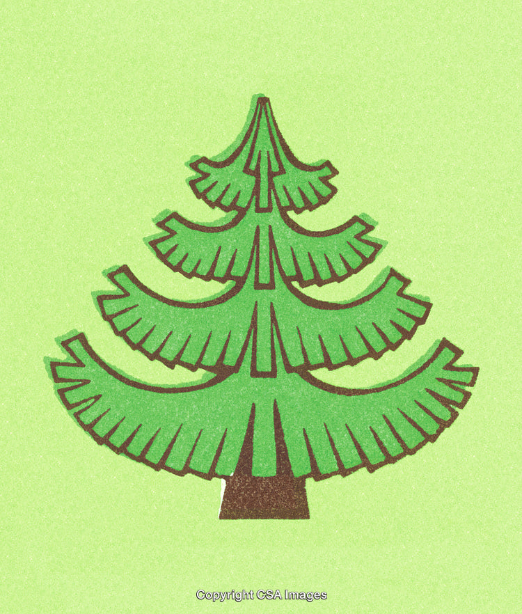 Illustration of a Stylized Christmas Tree on a Green Background