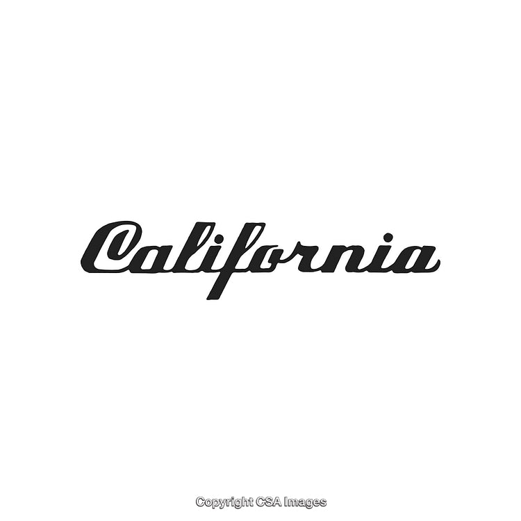 Stylish California Typography Design in Black Lettering on White Background