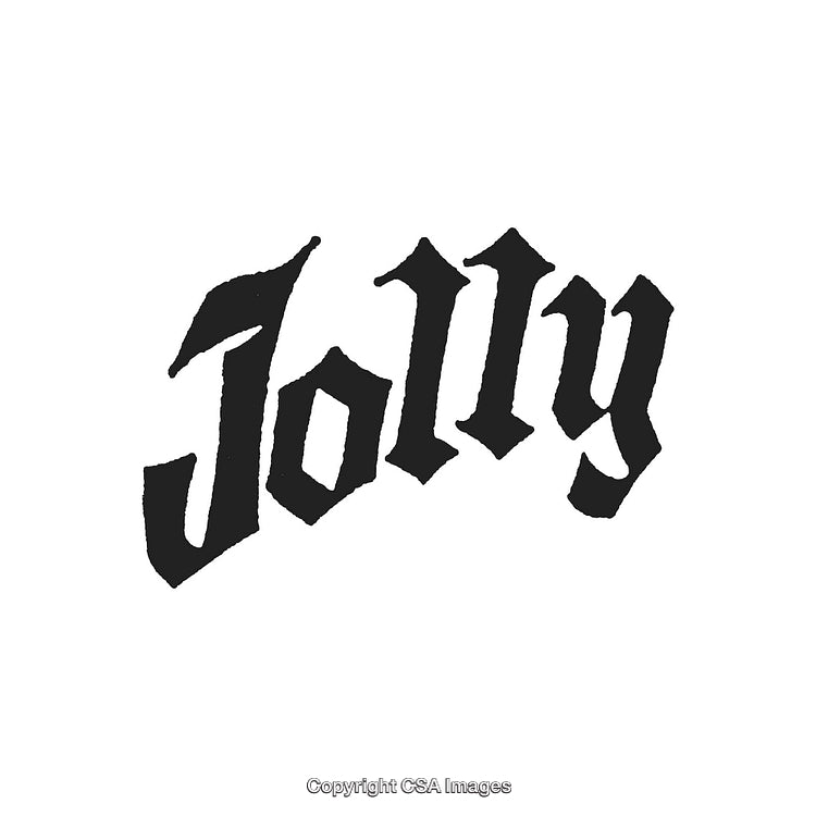Old English Styled Bold Typography Featuring the Word Jolly in Black