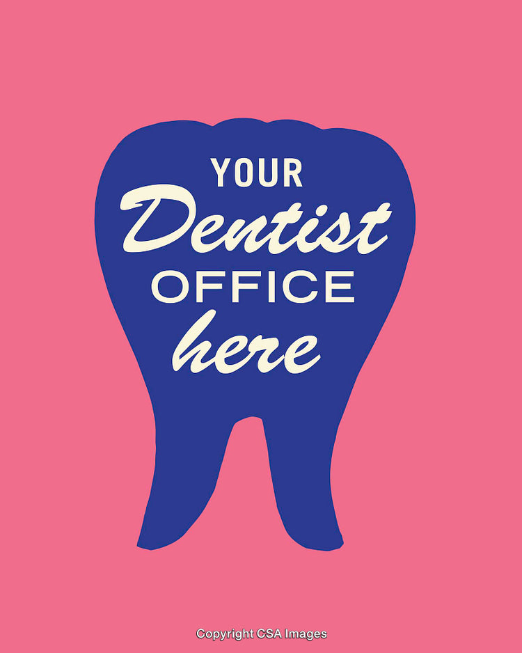 Blue Tooth Silhouette on Pink Background Displaying Customizable Text