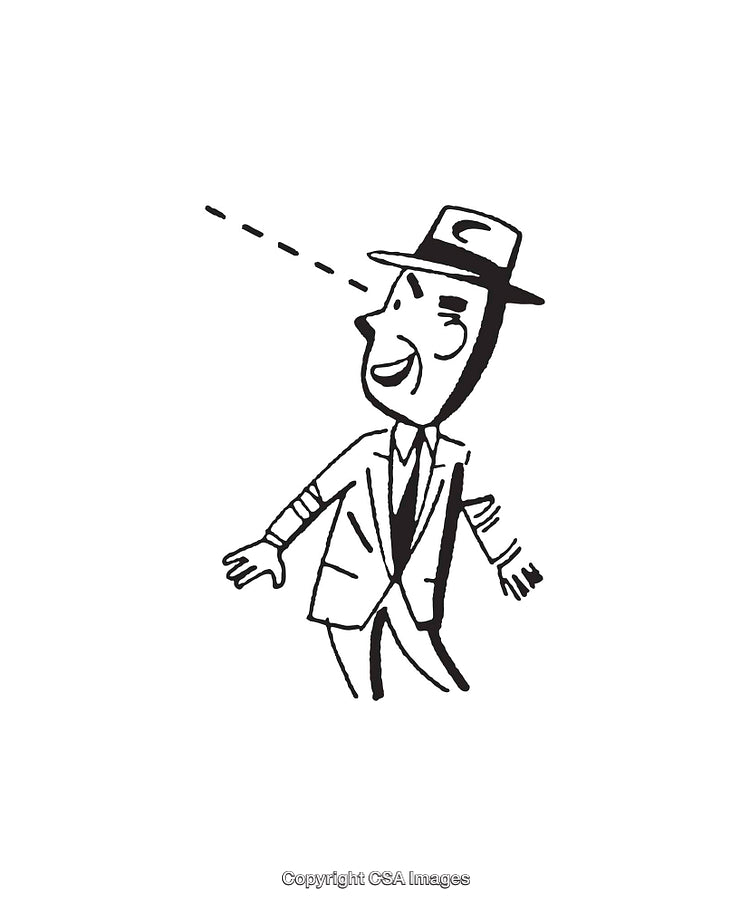 Vintage Line Art Illustration of a Businessman with Confident Expression