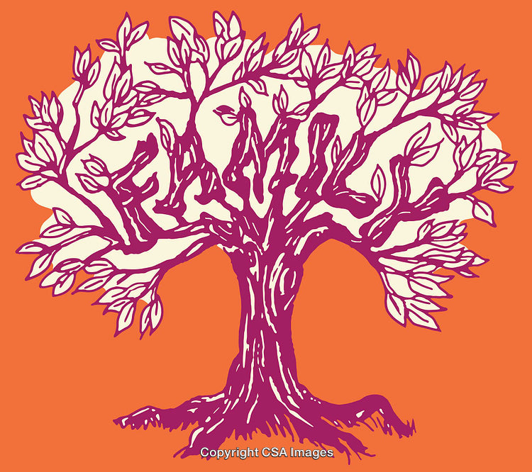 Abstract Family Tree Illustration with Bold Colors and Intriguing Design