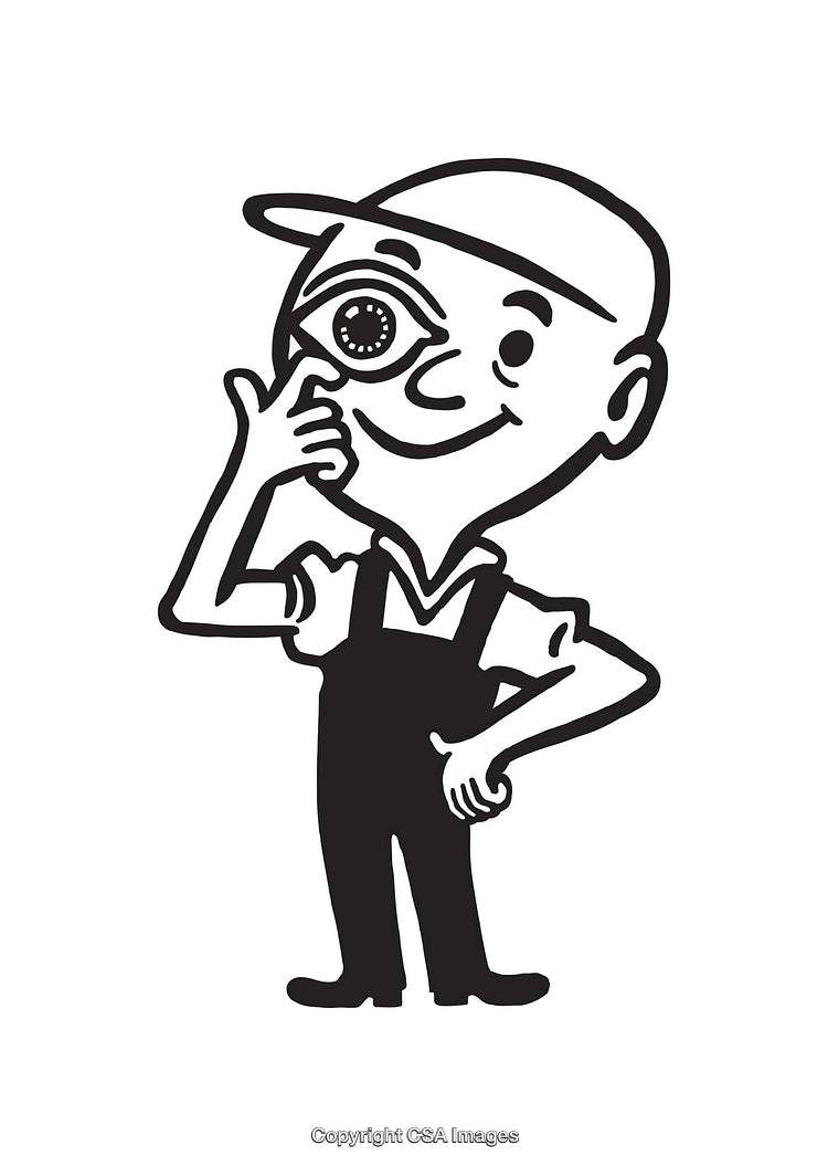 Black and White Cartoon Character with Eye Detail Illustration