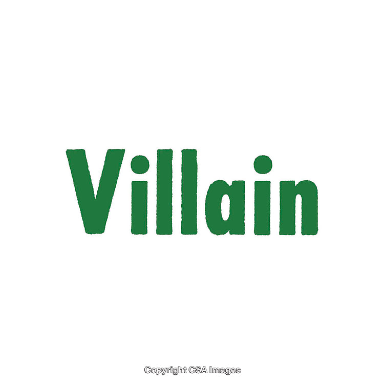 Green Text of the Word Villain in Bold Style on White Background