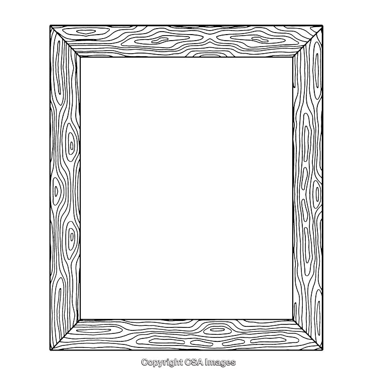 Black and White Wood-Texture Frame Illustration on White Background