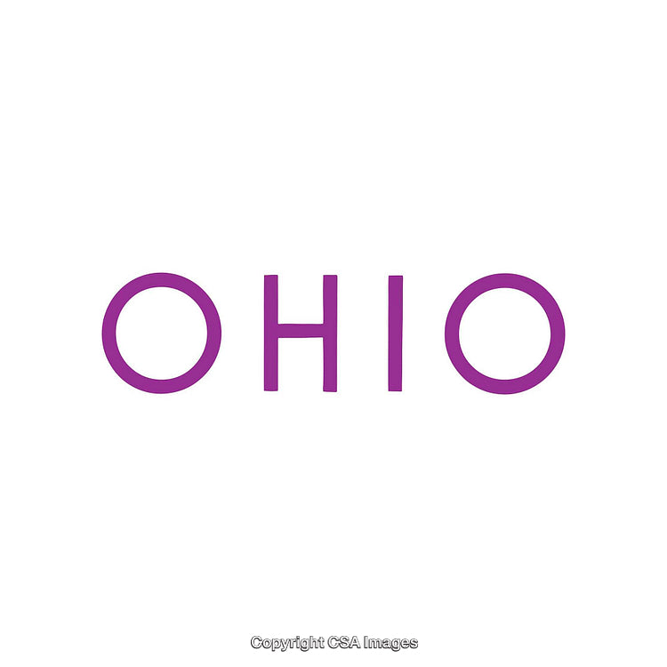 Purple Ohio Text on White Background Representing Typography and Design