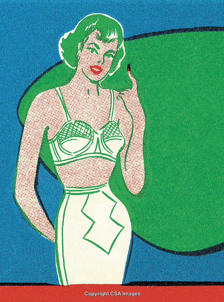 Vintage Pop Art Illustration of a Stylish Woman in Retro Colors
