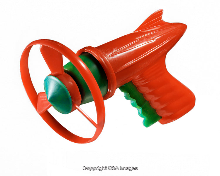 Colorful Vintage Plastic Toy Spaceship Blaster Gun With Spinning Propeller