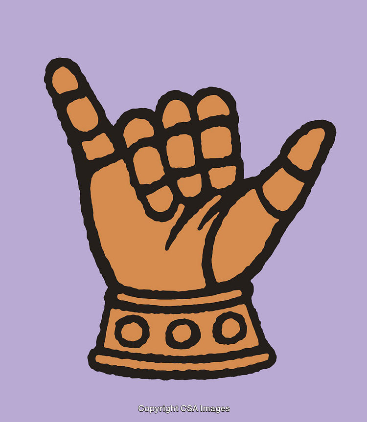 Colorful Line Art Illustration of Hand Symbol on Purple Background
