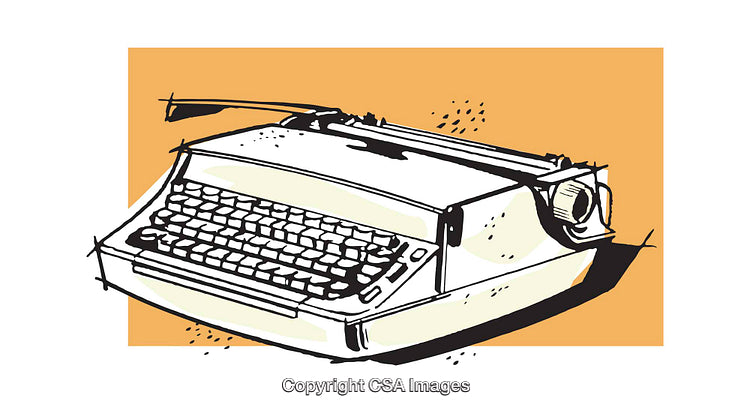Vintage Style Illustration of a Classic Typewriter on Orange Background