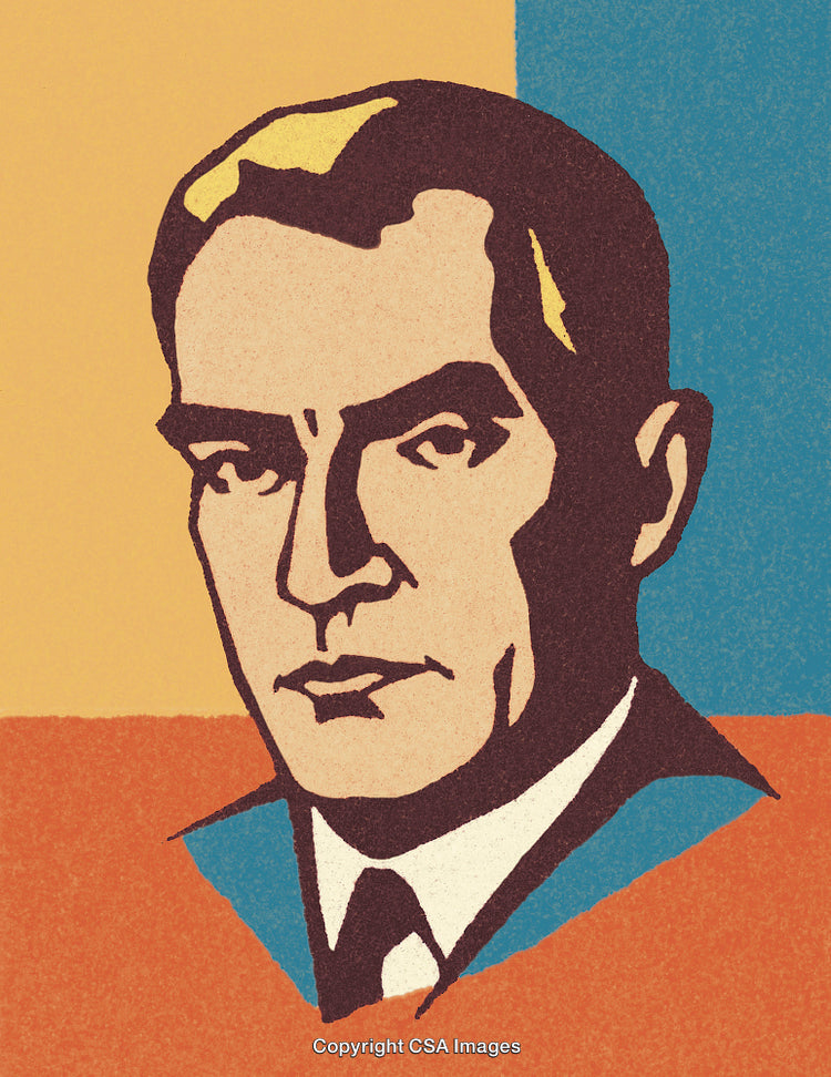 Colorful Retro Illustration of a Professional Man in Business Attire