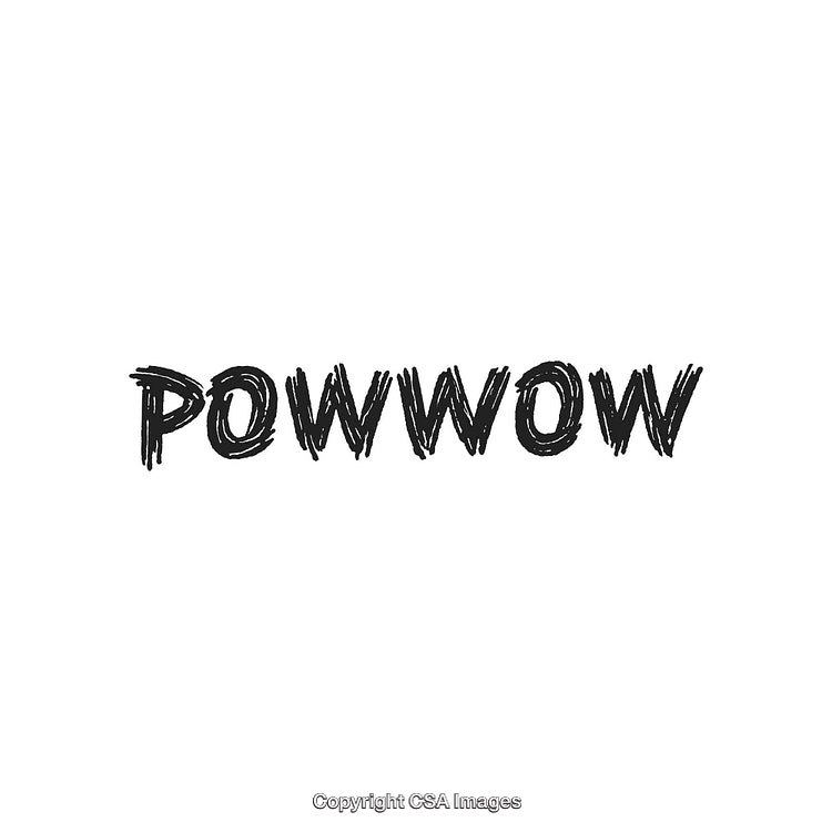 Bold Black Powwow Text on Minimalist White Background