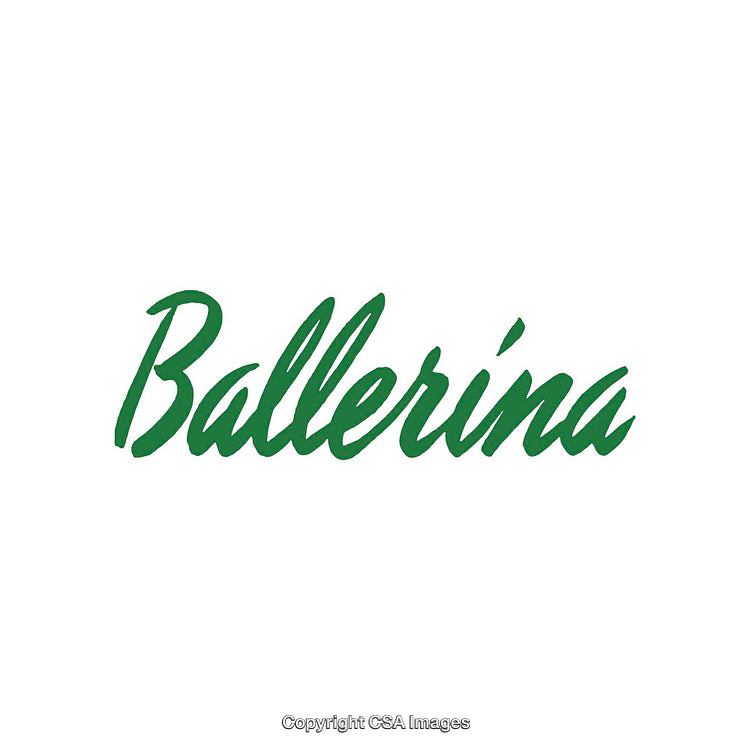 Green Cursive Ballerina Text on a White Background Design Artwork