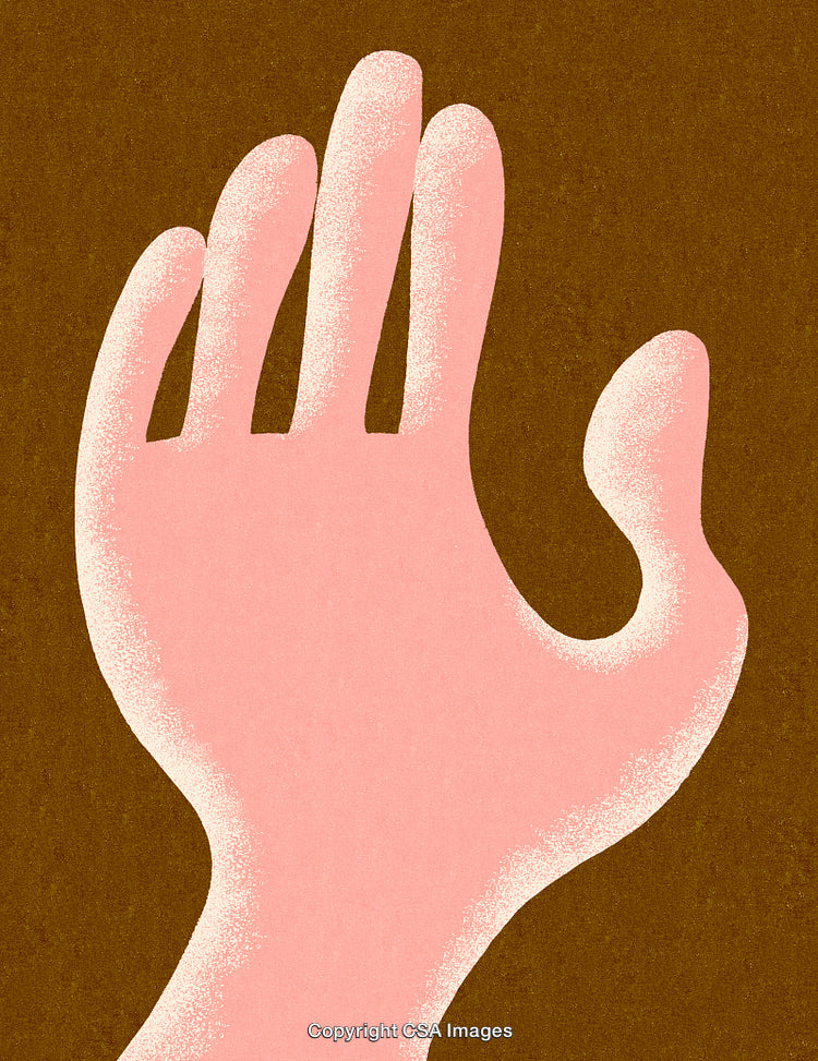 Artistic Illustration of a Hand with a Minimalist Design in Bold Colors