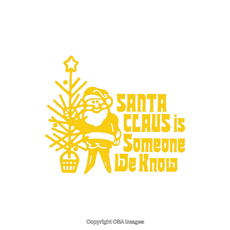 Santa Claus With Festive Tree and Playful Holiday Message in Yellow Design
