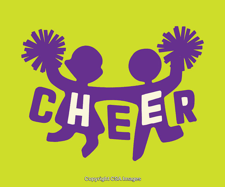Colorful Cheerful Illustration Featuring Purple Person Silhouettes on Green Background