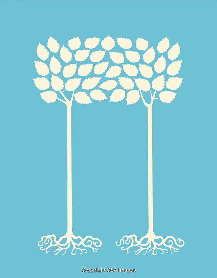 Minimalistic Abstract Tree Illustration with Neutral Tones and Natural Motifs