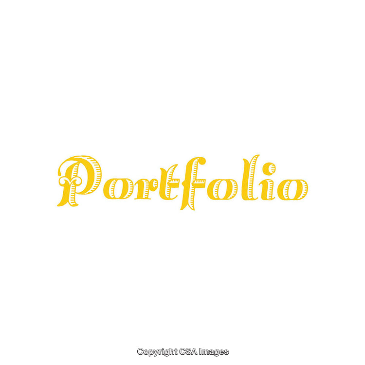 Stylized Yellow Text Display Spelling the Word Portfolio on White Background