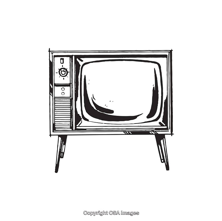Retro Line Art Illustration of a Classic Television Set