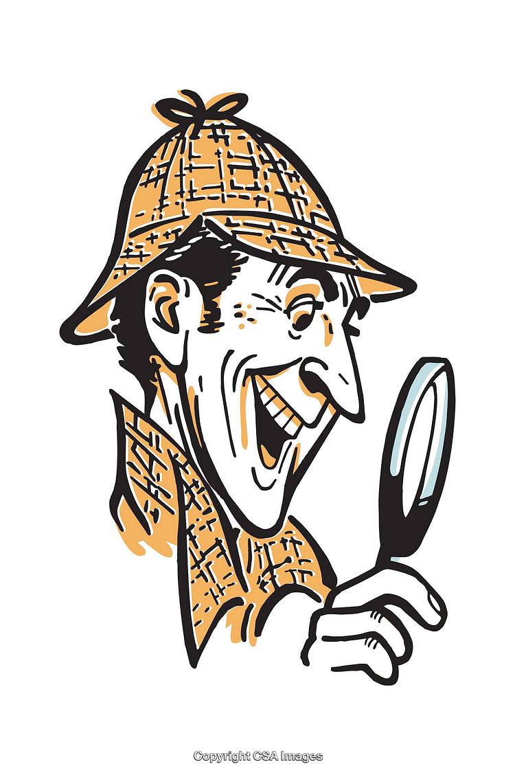 Colorful Illustration of a Detective Inspecting With a Magnifying Glass