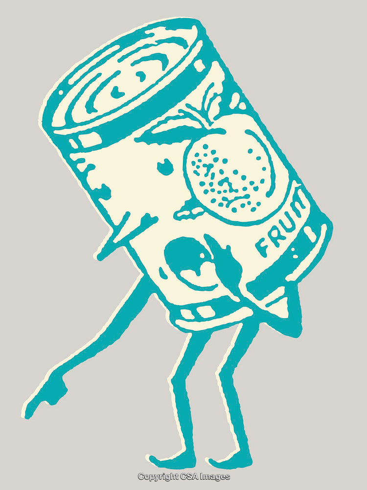 Abstract Line Art of Anthropomorphic Fruit Can Cartoon Illustration