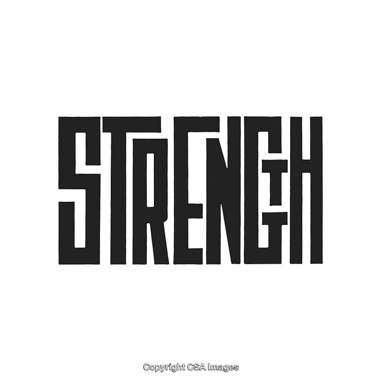 Bold Strength Lettering in Modern Black and White Artistic Design