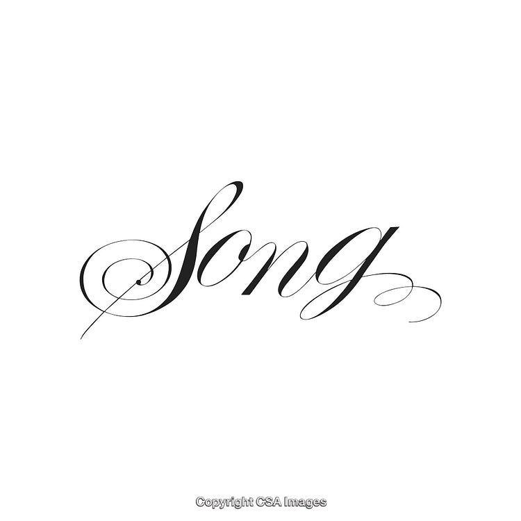 Elegant Calligraphy Text Depicting the Word Song in Black Script Font